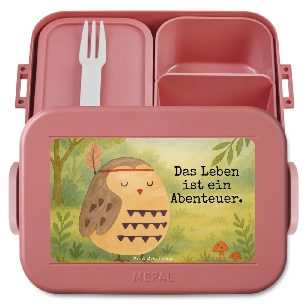 MEPAL Bentobox Eule Federschmuck Design Bentobox, Lunchbox, Brotdose, Eule, Reisespruch, Das Leben ist ein Abenteuer, Owl, Eule Deko, Dekoration, Federschmuck