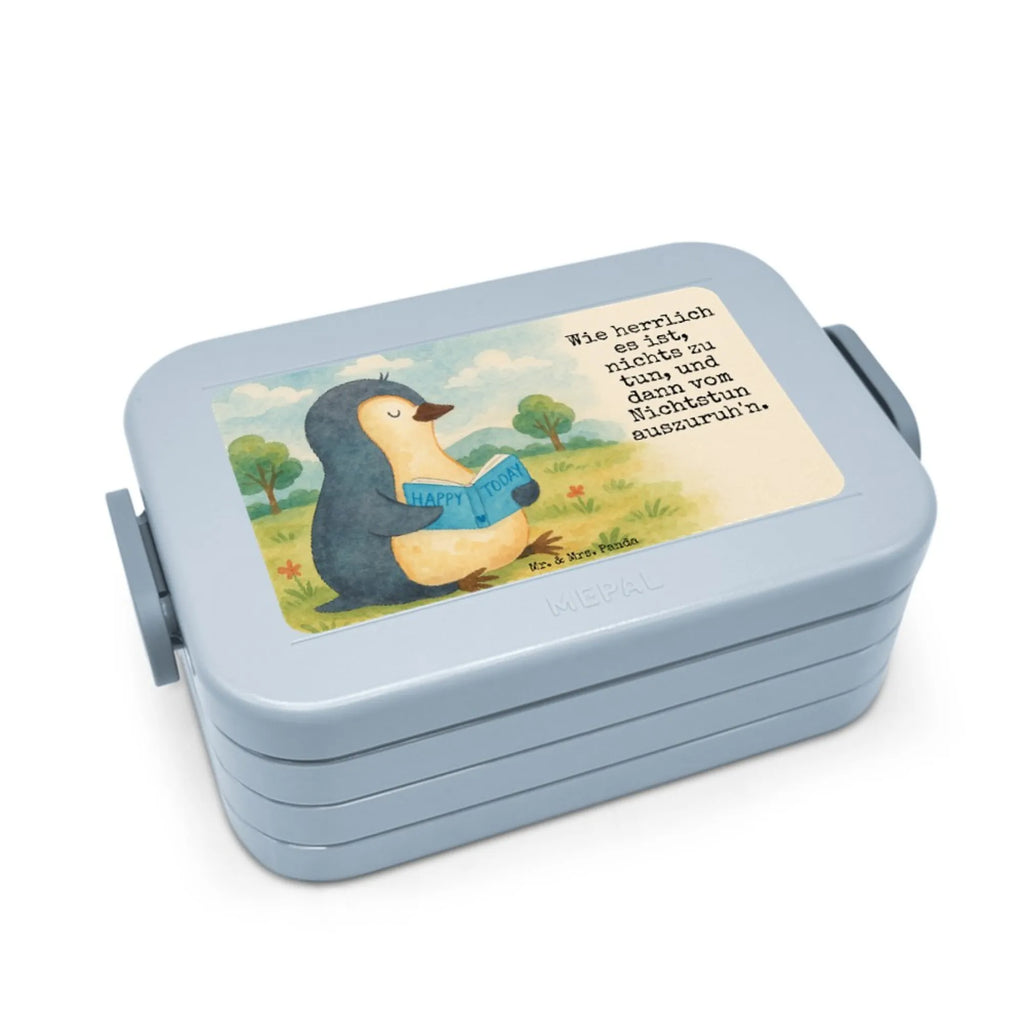 MEPAL Bentobox Pinguin Buch Design Lunchbox, Bentobox, Brotdose, Pinguin, Urlaub, Bücherwurm, Nichtstun, Ferien, Pinguine, Lesen, Faulenzen, Freizeit, Buch
