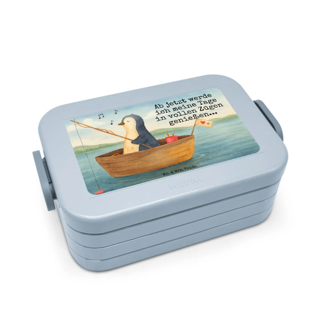 MEPAL Bentobox Pinguin Angelboot Design Bentobox, Brotdose, Lunchbox, Pinguin, Angeln, genießen, Geschenkidee Liebeskummer, Neustart, Boot, Scheidung, Motivation, Neuanfang, Pinguine, Lebenslust, Angelboot, Trennung, Leben