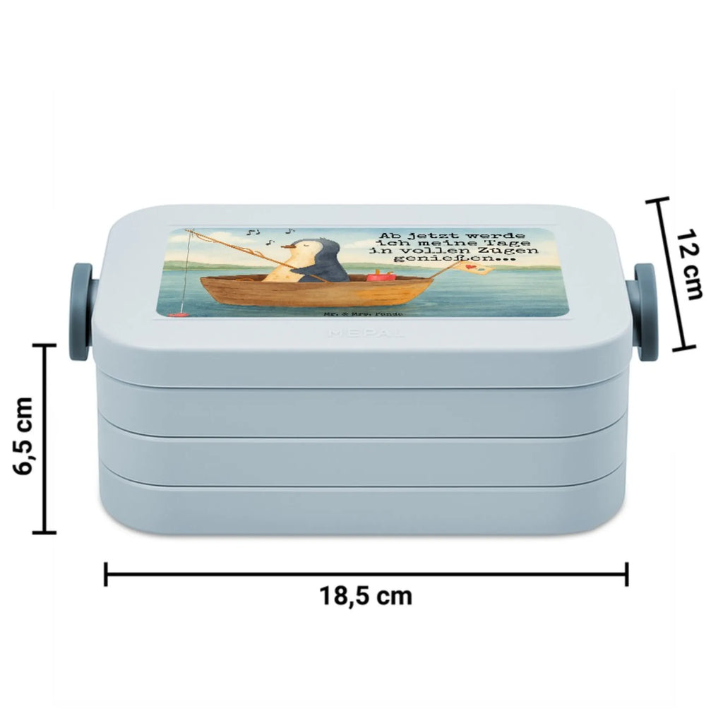 MEPAL Bentobox Pinguin Angelboot Design Bentobox, Brotdose, Lunchbox, Pinguin, Angeln, genießen, Geschenkidee Liebeskummer, Neustart, Boot, Scheidung, Motivation, Neuanfang, Pinguine, Lebenslust, Angelboot, Trennung, Leben