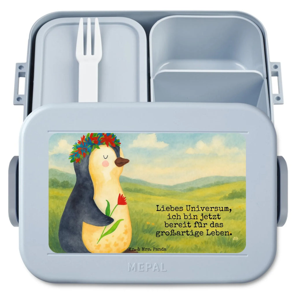 MEPAL Bentobox Pinguin Blumen Design Lunchbox, Bentobox, Brotdose, Pinguin, Universum, Liebeskummer, Leben, Motivation, Wünsche, Ziele, Lebenslust, Lebensziele, Blumenkranz, Pinguine, Geschenkidee
