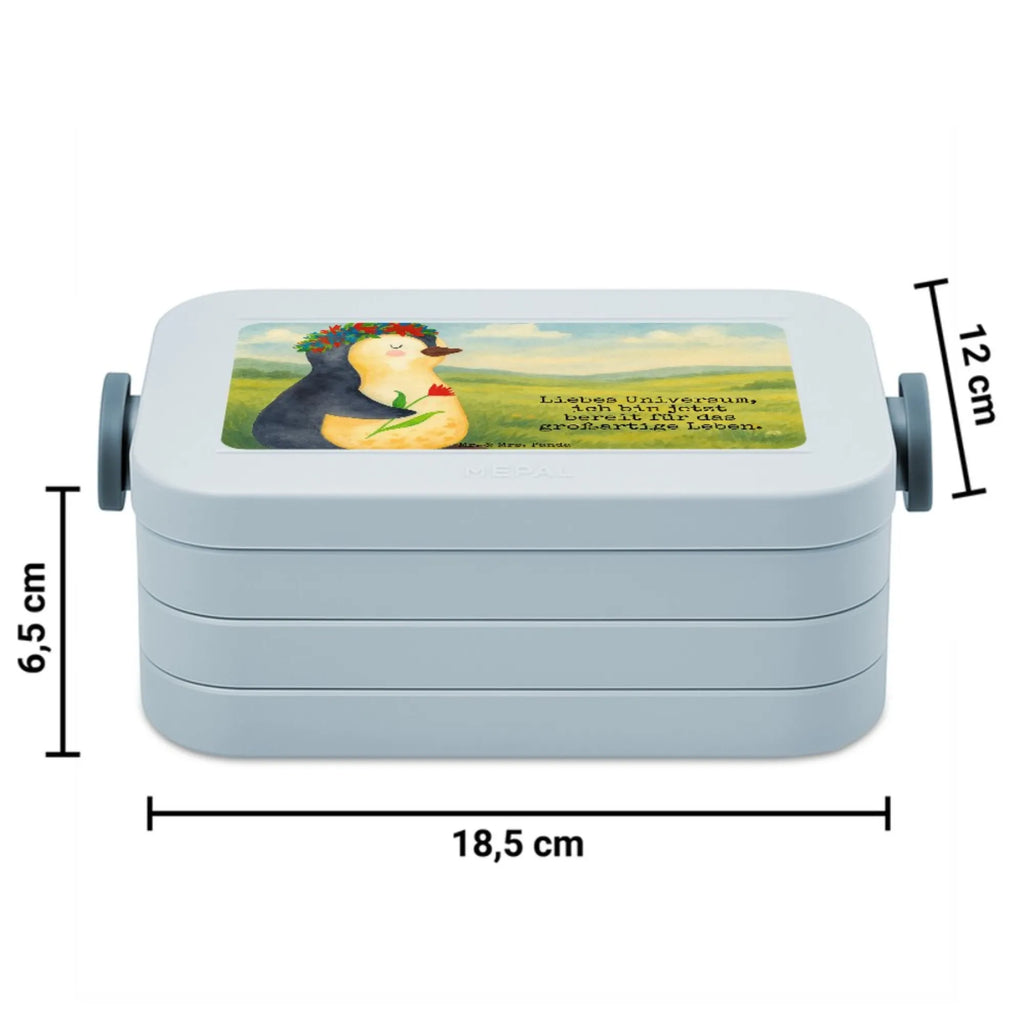 MEPAL Bentobox Pinguin Blumen Design Lunchbox, Bentobox, Brotdose, Pinguin, Universum, Liebeskummer, Leben, Motivation, Wünsche, Ziele, Lebenslust, Lebensziele, Blumenkranz, Pinguine, Geschenkidee