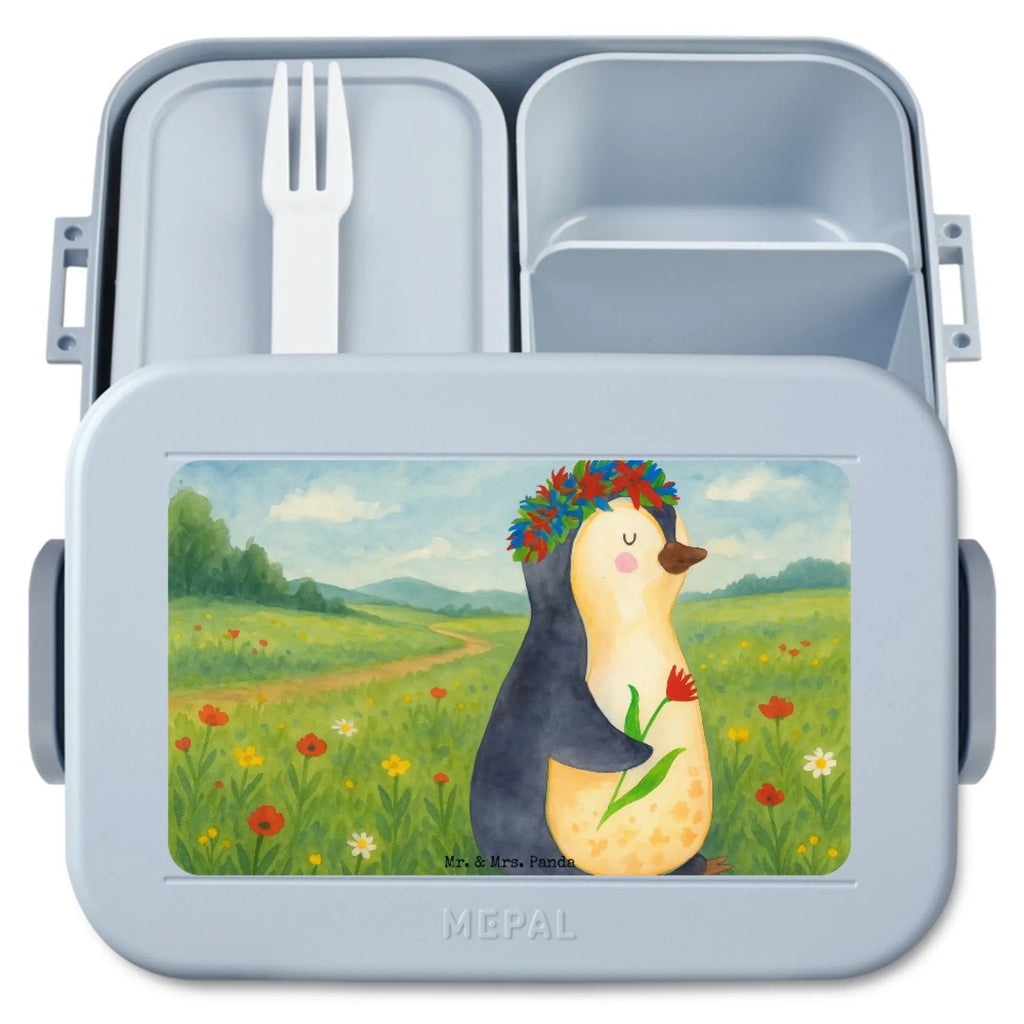 MEPAL Bentobox Pinguin Blumen Design Lunchbox, Bentobox, Brotdose, Pinguin, Universum, Liebeskummer, Leben, Motivation, Wünsche, Ziele, Lebenslust, Lebensziele, Blumenkranz, Pinguine, Geschenkidee