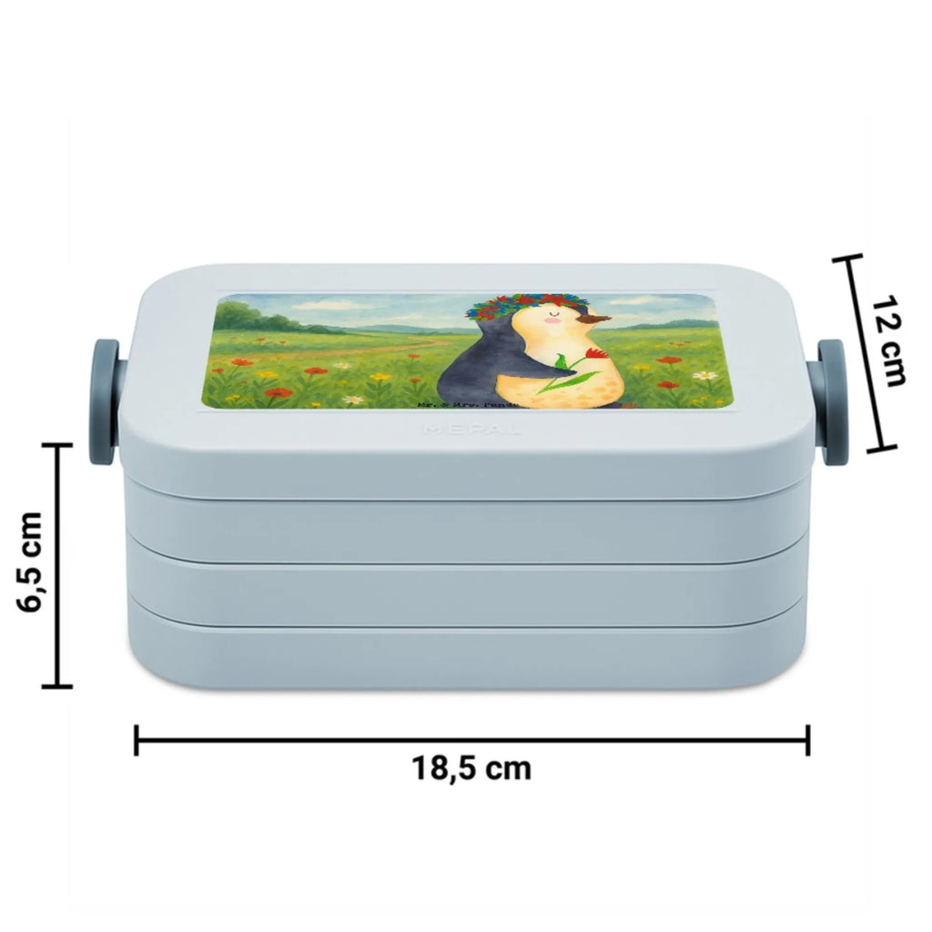 MEPAL Bentobox Pinguin Blumen Design Lunchbox, Bentobox, Brotdose, Pinguin, Universum, Liebeskummer, Leben, Motivation, Wünsche, Ziele, Lebenslust, Lebensziele, Blumenkranz, Pinguine, Geschenkidee