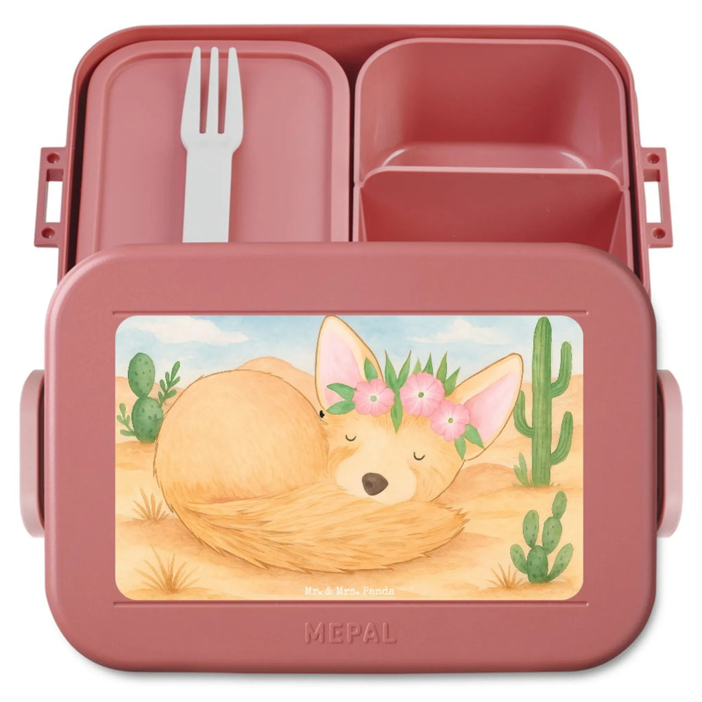 MEPAL Bentobox Wüstenfuchs Blumen Design Lunchbox, Brotdose, Bentobox, Afrika, Wildtiere, Blumen, Blumenkranz, Glücklich, Wüstenfuchs, Wüste