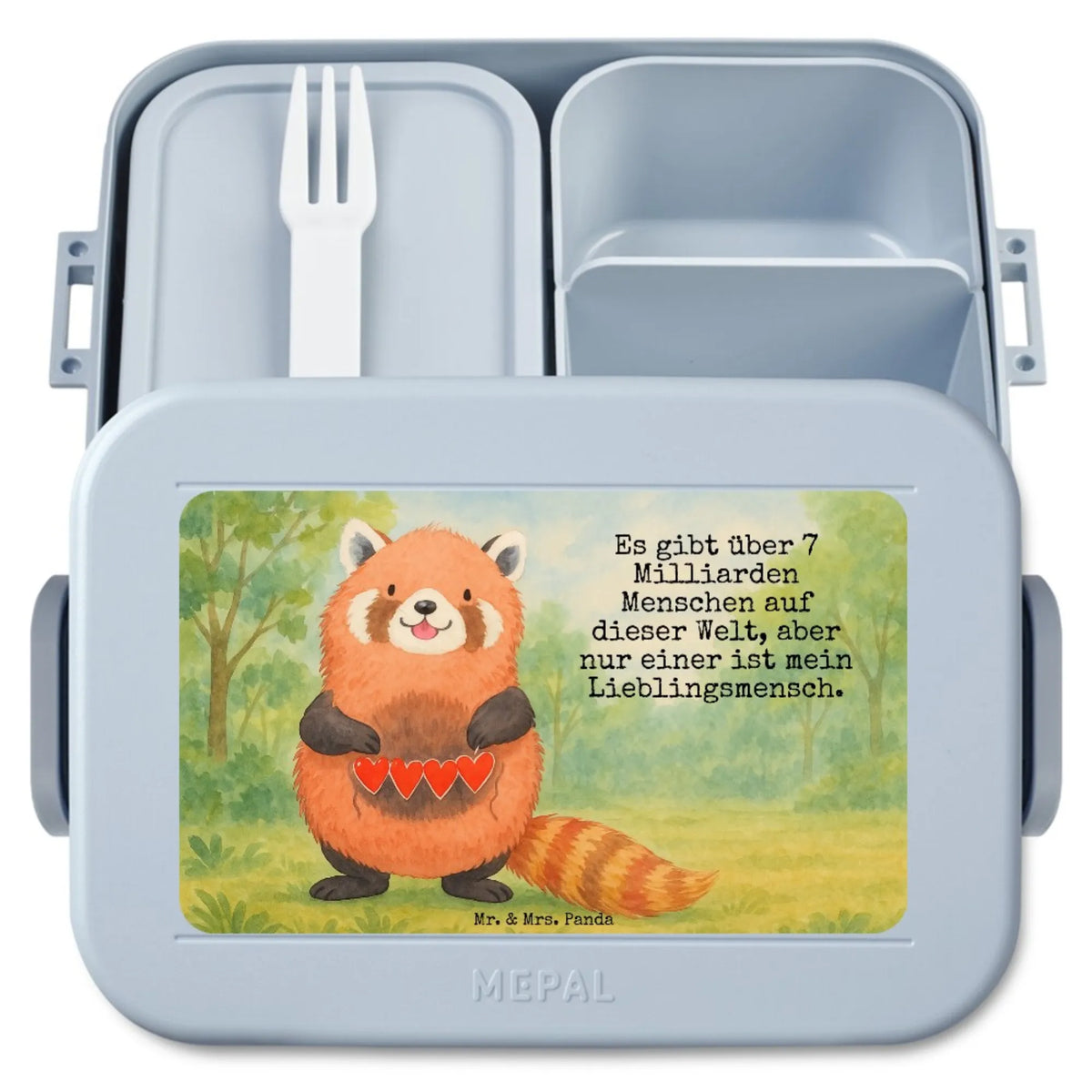 MEPAL Bentobox Roter Panda Design Essensbox, Essensbehälter, Jausenbox, Vesperbox, Lebensmittelbehälter, Frischhaltedose, Lunchbox, Bentobox, Bento-Brotdose, Snackbox, Bento Box, Meal Prep Box, Snackdose, Gute Laune, Tiermotive, Tiere, Lustige Sprüche, Rot, Liebling, Panda, Herz, Liebe, Lieblingsmensch