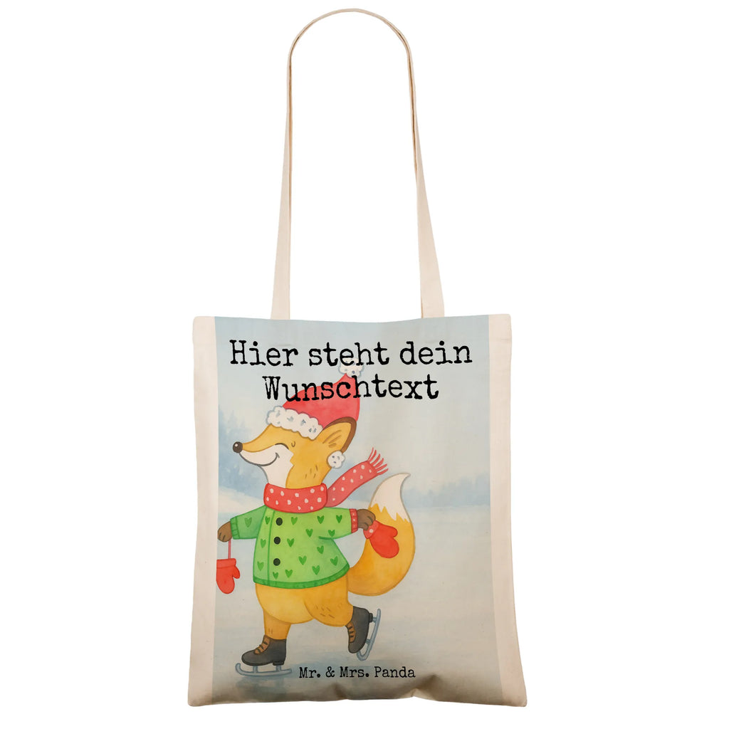 Personalisierte Tragetasche Fuchs  Schlittschuhe Design Personalisierter Jutebeutel, Stoffbeutel mit Namen, Personalisierter Beutel, Tragetasche mit Namen, Personalisierte Tasche, Personalisierter Stoffbeutel, Personalisierte Jutetasche, Personalisierte Beuteltasche, Einkaufstasche mit Namen, Personalisierte Kindergartentasche, Personalisierte Einkaufstasche, Winter, Weihnachten, Weihnachtsdeko, Nikolaus, Advent, Heiligabend, Wintermotiv, Weihnachtsbaum, Weihnachtszeit, Tannenbaum, Weihnachtstage, Weihnachtsmann