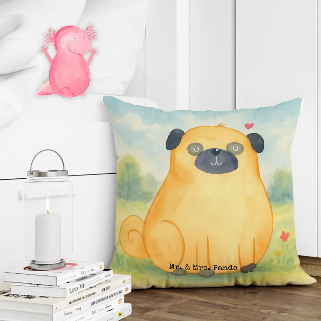 40x40 poduszka Mops Design Pies, motyw psa, zwierzę domowe, rasa psa, miłośnik zwierząt, właściciel psa, powiedzenia