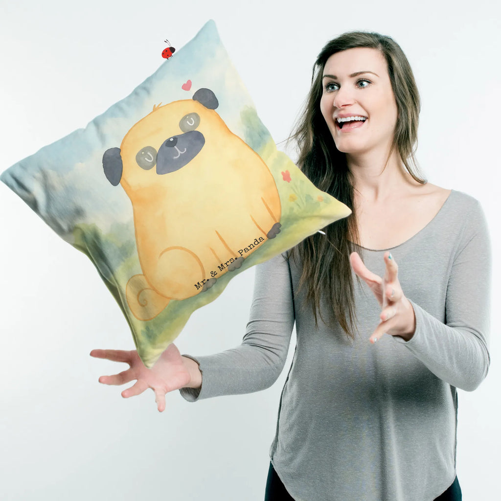 40x40 poduszka Mops Design Pies, motyw psa, zwierzę domowe, rasa psa, miłośnik zwierząt, właściciel psa, powiedzenia