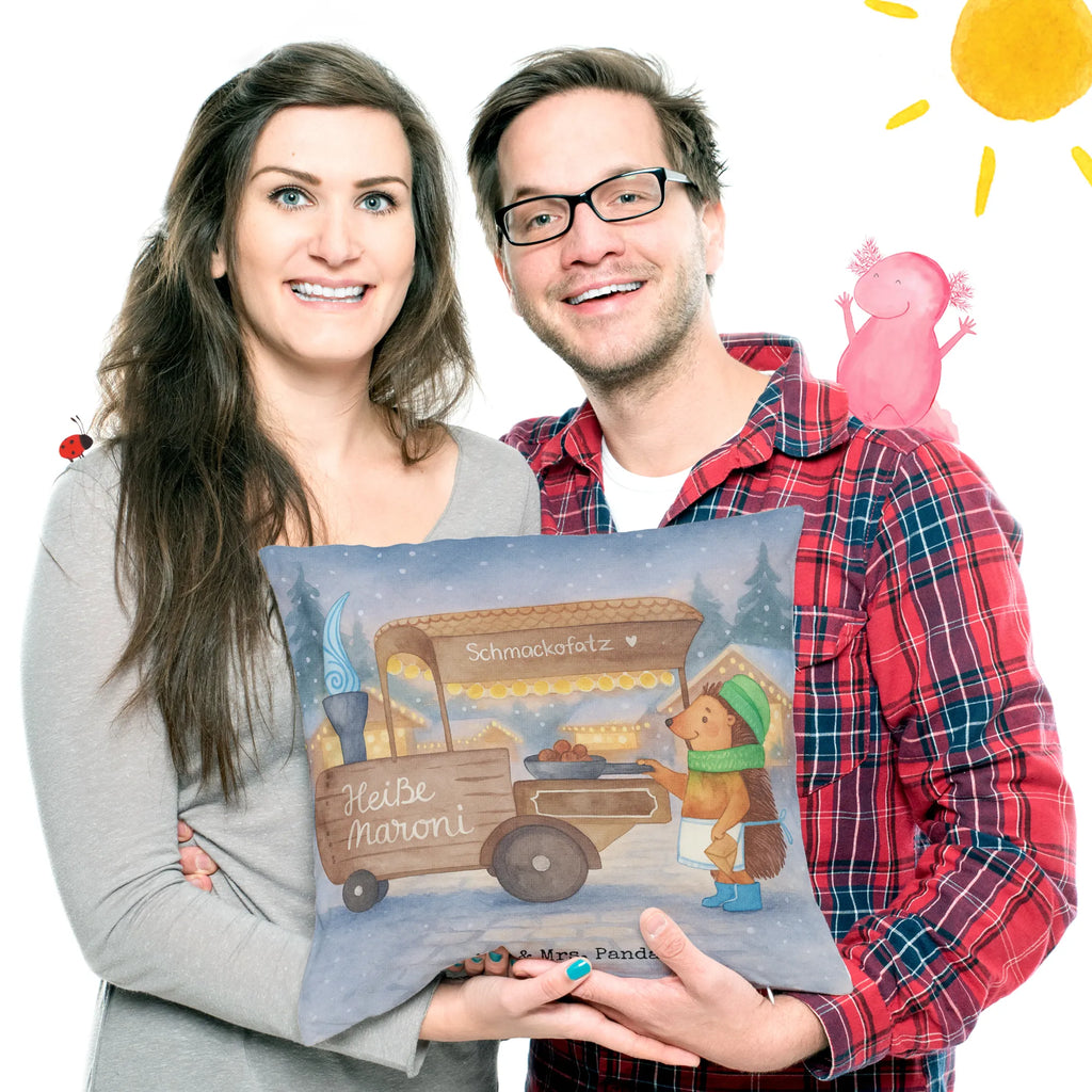 40x40 poduszka Jeż kasztany Design Zima, Boże Narodzenie, dekoracje świąteczne, Mikołaj, Adwent, Wigilia, zimowy motyw