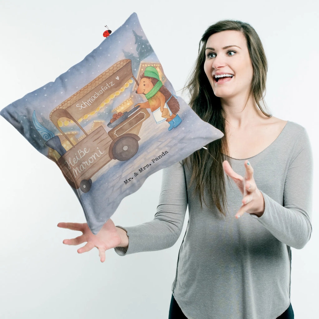 40x40 poduszka Jeż kasztany Design Zima, Boże Narodzenie, dekoracje świąteczne, Mikołaj, Adwent, Wigilia, zimowy motyw