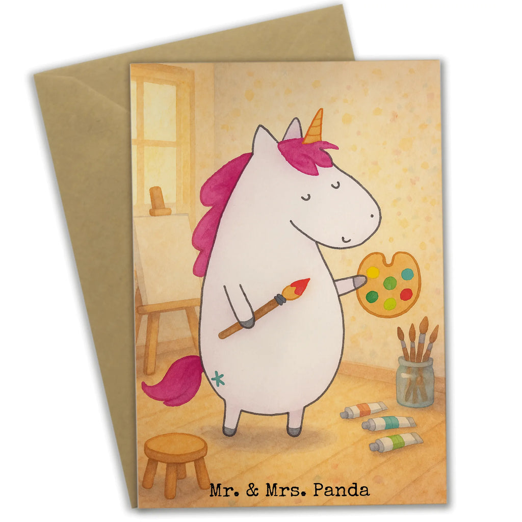 Greetings card unicorn Artist Design invitation card, birthday card, greeting card, folding card, wedding card, unicorn, unicorns, Unicorn, Painter gift, World, Artist present, Gift, Brush, Painting, Drawing, Artist gift, English, Artist, Pen