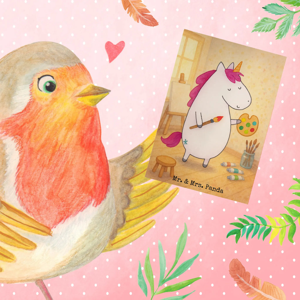 Greetings card unicorn Artist Design invitation card, birthday card, greeting card, folding card, wedding card, unicorn, unicorns, Unicorn, Painter gift, World, Artist present, Gift, Brush, Painting, Drawing, Artist gift, English, Artist, Pen