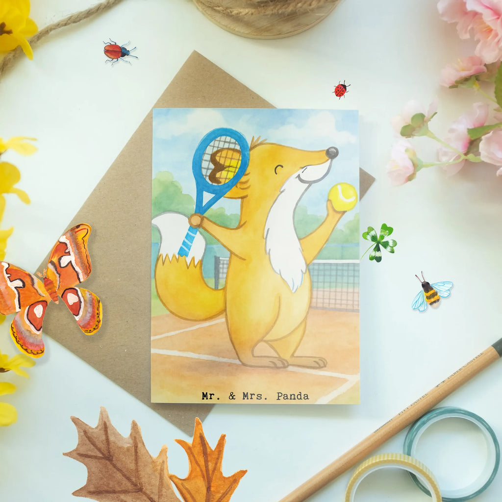 Greetings card Fox play tennis Design Karte, Klappkarte, Einladungskarte, Grußkarte, Ansichtskarten, Geburtstagskarte, Glückwunschkarte, Hochzeitskarte, Geschenk, Sport, Sportart, Hobby, Schenken, Danke, Dankeschön, Auszeichnung, Gewinn, Sportler, Tennis spielen, Tennis Turnier, Ballsportart, Tennisclub, Tennisverein