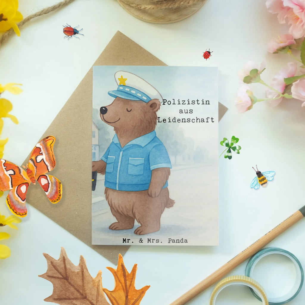 Greetings card Policewoman Passion Design folding card, greeting card, birthday card, wedding card, invitation card, gift, gift idea, best, farewell gift, passing exam, anniversary, retirement, promotion, job start, sayings, funny, profession