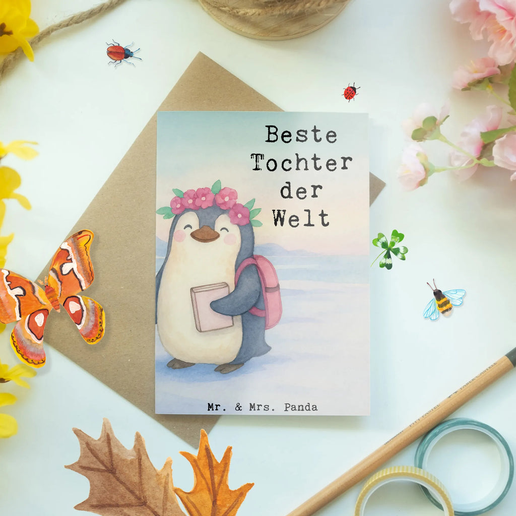 Greetings card penguin best daughter in the world Design folding card, wedding card, greeting card, birthday card, invitation card, for, thank you, gift, giving, birthday, birthday present, gift idea, souvenir, make you happy, gift tip, children, birth, child, father, daughter, little one, reward, little daughter, daughters, family, mother