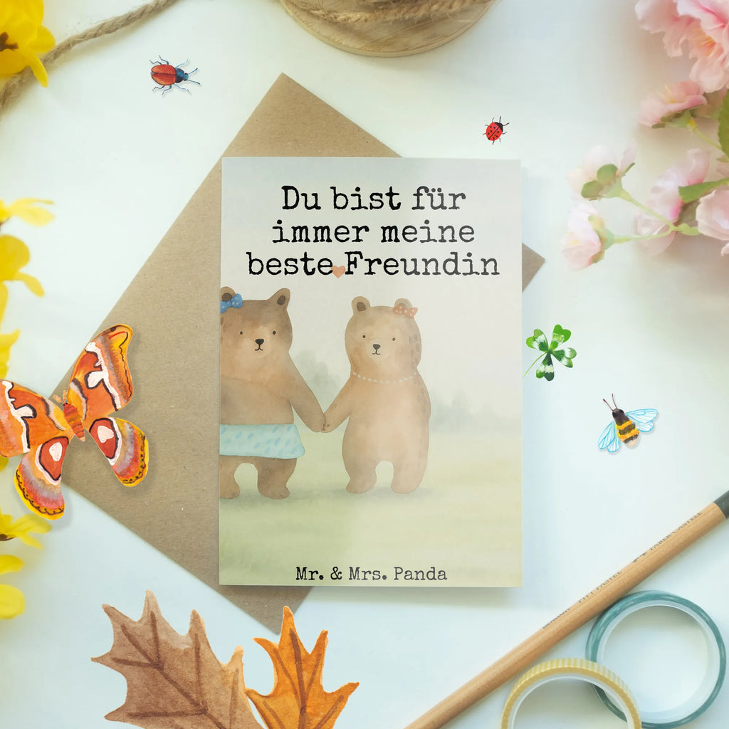 Grußkarte Bär Freundin Design Grußkarte, Klappkarte, Einladungskarte, Glückwunschkarte, Hochzeitskarte, Geburtstagskarte, Karte, Ansichtskarten, Bär, Teddy, Teddybär, Bär Freundin Beste Freund Liebe Liebesbeweis Verliebt Kumpel Kumpeliene