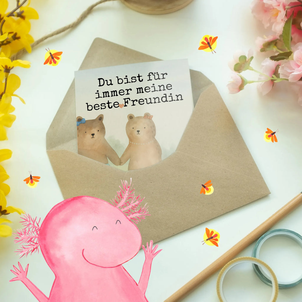 Grußkarte Bär Freundin Design Grußkarte, Klappkarte, Einladungskarte, Glückwunschkarte, Hochzeitskarte, Geburtstagskarte, Karte, Ansichtskarten, Bär, Teddy, Teddybär, Bär Freundin Beste Freund Liebe Liebesbeweis Verliebt Kumpel Kumpeliene