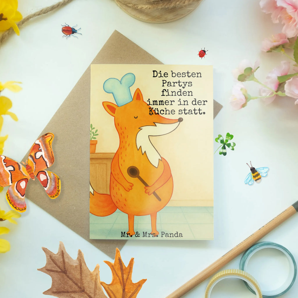 Grußkarte Fuchs Koch Design Grußkarte, Klappkarte, Einladungskarte, Glückwunschkarte, Hochzeitskarte, Geburtstagskarte, Karte, Ansichtskarten, Fuchs, Füchse, Koch Geschenk, Küche Spruch, Küche Deko, Köche, Bäcker, Party Spruch, Spruch lustig, witzig