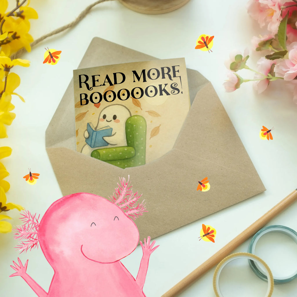 Greetings card Ghost Book Design Ansichtskarten, Klappkarte, Geburtstagskarte, Grußkarte, Einladungskarte, Karte, Hochzeitskarte, Glückwunschkarte, Halloween, Deko, Martinssingen, Dekoration, Geschenke, Schenken, Gespenst, Herbst, gemütlich, Buch