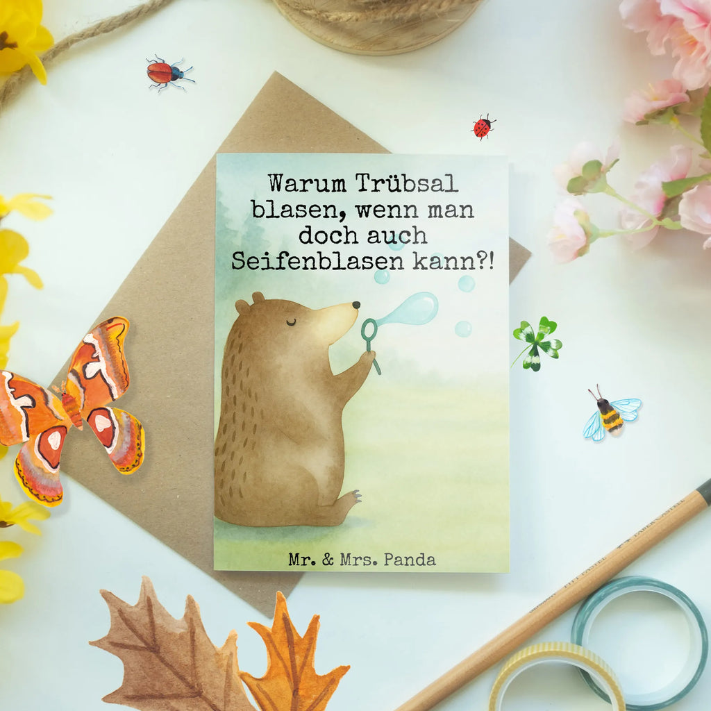 Greetings card bear soap bubbles Design Grußkarte, Klappkarte, Einladungskarte, Glückwunschkarte, Hochzeitskarte, Geburtstagskarte, Karte, Ansichtskarten, Bär, Teddy, Teddybär, Seifenblasen Bär Lustig Sein Glücklich Traurig Happy