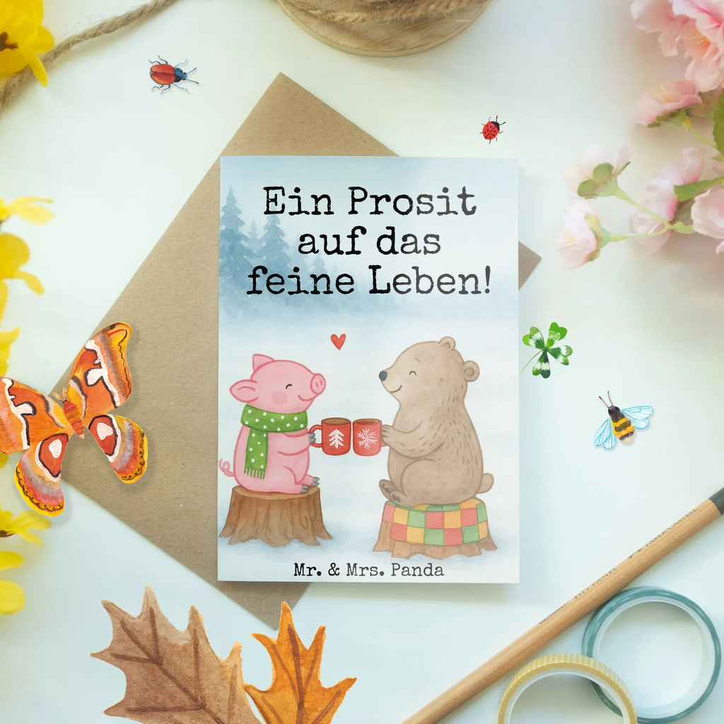 Grußkarte Glühschwein Sause Design Grußkarte, Geburtstagskarte, Hochzeitskarte, Klappkarte, Karte, Ansichtskarten, Glückwunschkarte, Einladungskarte, Winter, Weihnachten, Weihnachtsdeko, Nikolaus, Advent, Heiligabend, Wintermotiv, Prost, Weihnachtszeit, Schwein, Bär, Alles Gute