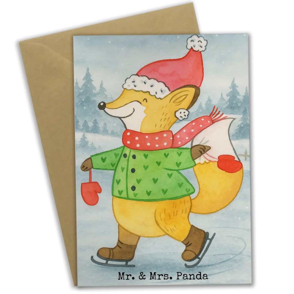 Greetings card Fox skates Design greeting card, birthday card, folding card, invitation card, wedding card, Winter, Christmas, Christmas time, snow, winter, christmas eve, christmas tree, christmas time, christmas present, santa claus, christmas, christmas days, fir tree