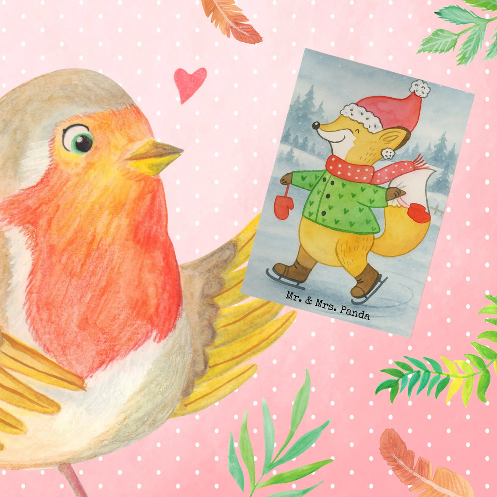 Greetings card Fox skates Design greeting card, birthday card, folding card, invitation card, wedding card, Winter, Christmas, Christmas time, snow, winter, christmas eve, christmas tree, christmas time, christmas present, santa claus, christmas, christmas days, fir tree