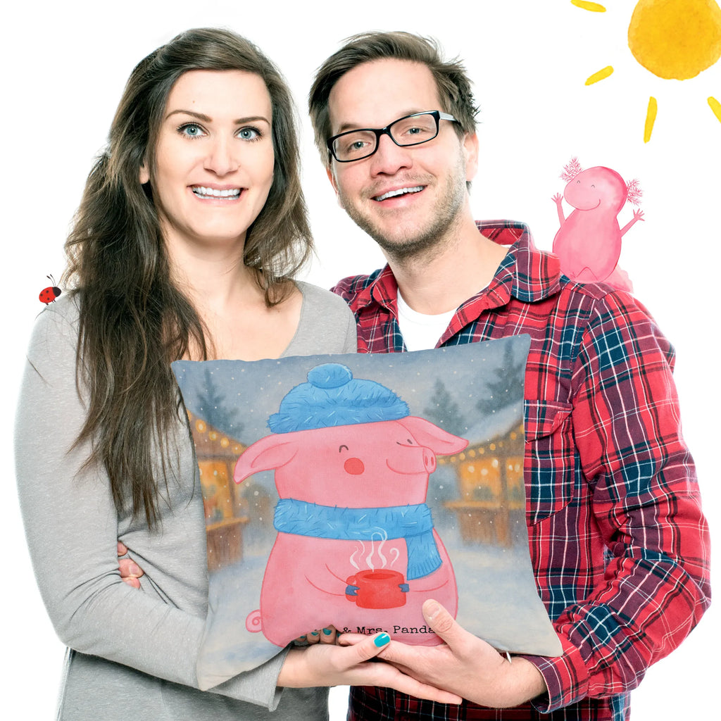 40x40 poduszka świnia grzane wino Design Zima, Boże Narodzenie, dekoracje świąteczne, Mikołaj, Adwent, Wigilia, zimowy motyw