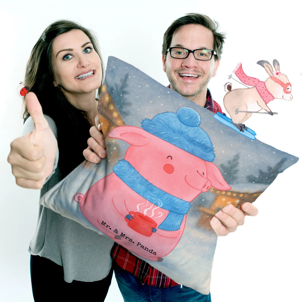 40x40 poduszka świnia grzane wino Design Zima, Boże Narodzenie, dekoracje świąteczne, Mikołaj, Adwent, Wigilia, zimowy motyw