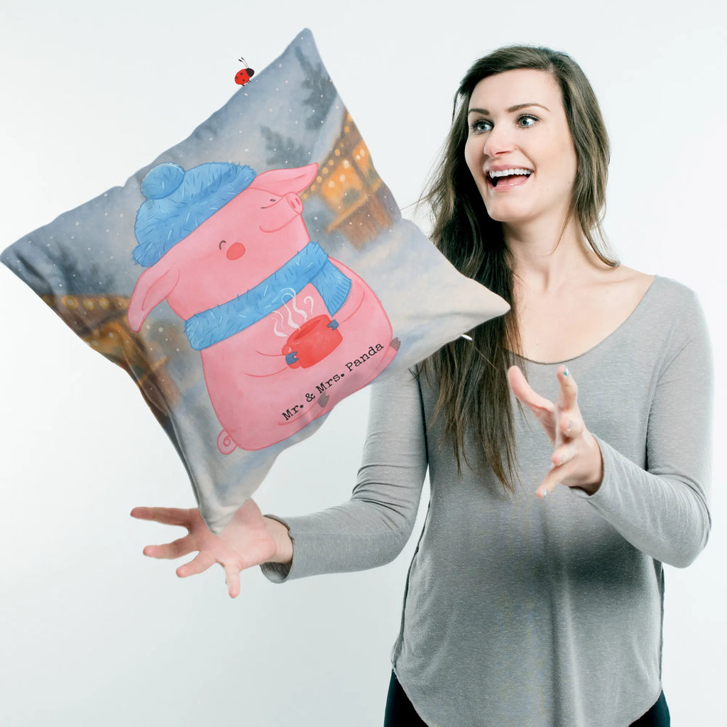 40x40 poduszka świnia grzane wino Design Zima, Boże Narodzenie, dekoracje świąteczne, Mikołaj, Adwent, Wigilia, zimowy motyw