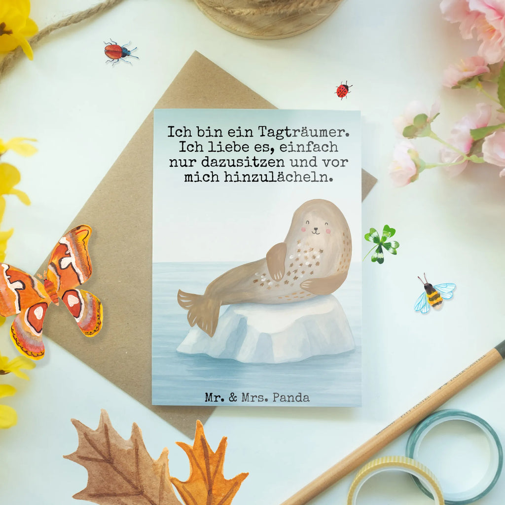 Greetings card seal Laugh Design birthday card, invitation card, folding card, greeting card, wedding card, small animals, cute, funny, cute animal motives, hand drawn, small world, funny sayings, good mood, happy, gifts, gift ideas, special gifts, animal lover, card, Seals, North Sea, Beach, Seal, Sea animal, Baltic Sea