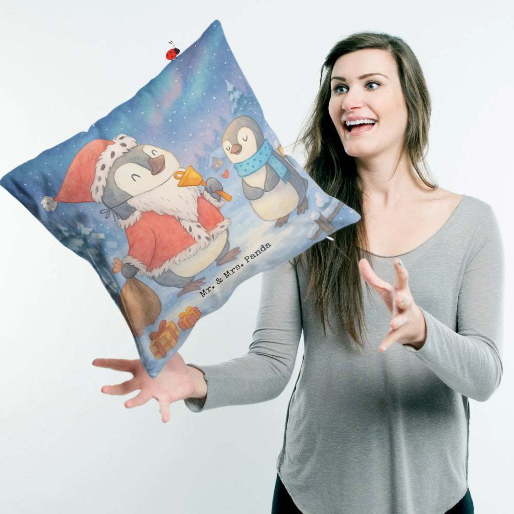 40x40 poduszka Pingwin Lista życzeń Design Zima, Boże Narodzenie, dekoracje świąteczne, Mikołaj, Adwent, Wigilia, zimowy motyw