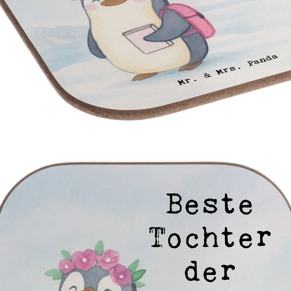 Square coaster penguin best daughter in the world Design breakfast, gifts, glass coasters, party, presents, Coasters, gift, for, thank you, giving, birthday, birthday present, gift idea, souvenir, make you happy, gift tip, reward, little daughter, mother, daughters, father, birth, little one, family, children, daughter, child