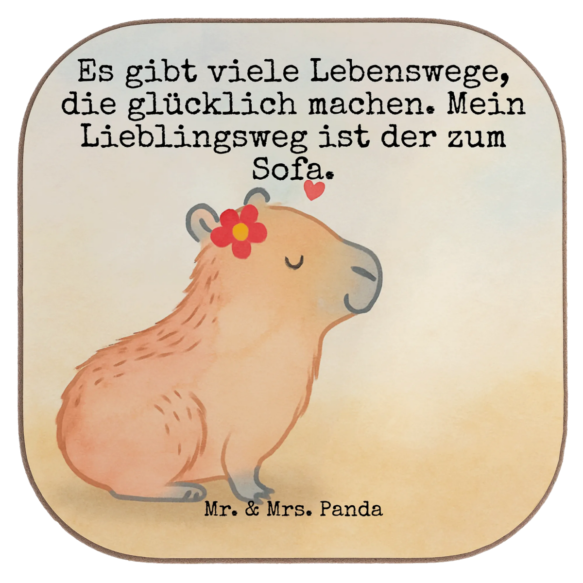 Square coaster Capybara flower Design glass coasters, breakfast, Coasters, party, gift, gifts, presents, small animals, cute, funny, cute animal motives, hand drawn, small world, funny sayings, good mood, happy, gift ideas, special gifts, animal lover, card