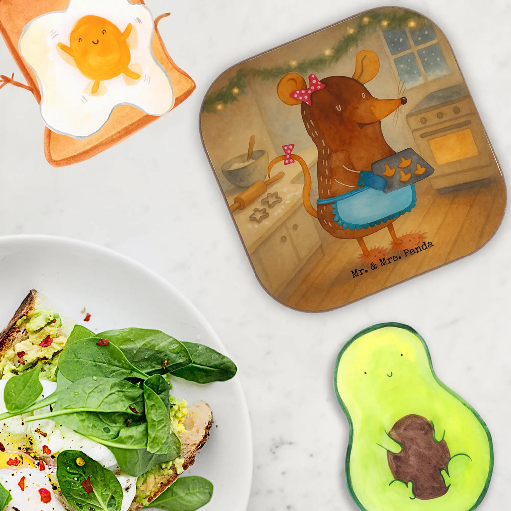 Square coaster Mouse Cookies Design Coasters, glass coasters, party, breakfast, presents, gift, gifts, Winter, Christmas, Christmas time, snow, cookies, mouse, winter, christmas, christmas cookies, baking, chaosqueen, christmas baking