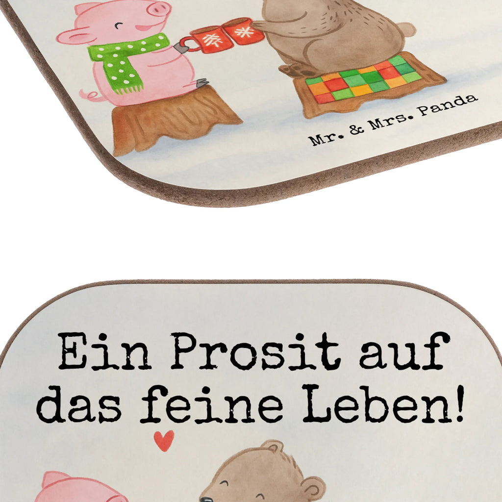 Square coaster Glowing Pig Bash Design gifts, gift, presents, Coasters, breakfast, glass coasters, party, Winter, Christmas, Christmas time, snow