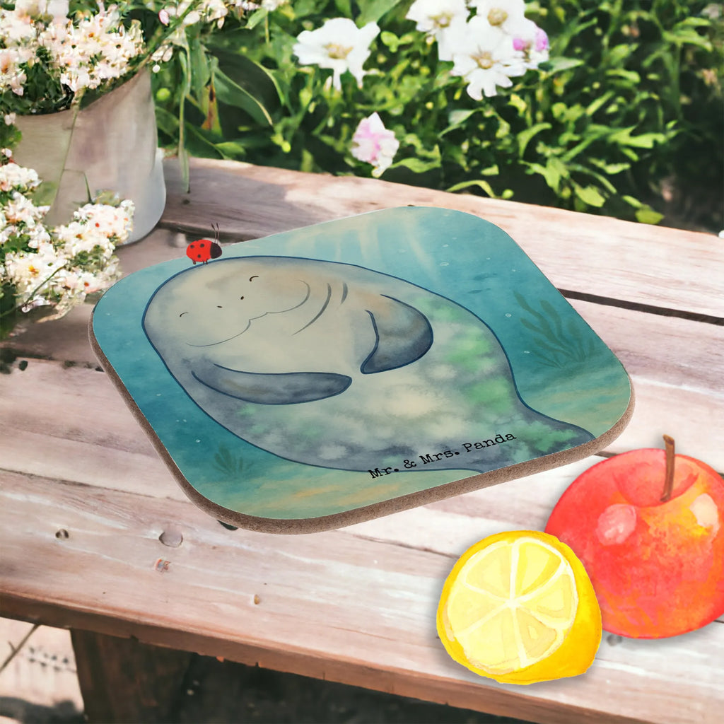 Square coaster manatee happy Design breakfast, presents, party, gift, Coasters, glass coasters, gifts, Seafood, aquatic animals, ocean, sea, fish, shells, corals, reef, whale, narwhal, sea urchin, lobster, platypus, turtle, manatee, crocodile, orca, shrimp, gifts for seafood lovers, water world, underwater animals, underwater world, vacation, deep sea, seafood fans, gift ideas, seafood decoration, seafood posters, New beginning, New start, Satisfaction, Manatees, Respect, Girlfriend, Carefulness, Manatee, Self-love, Lovesickness