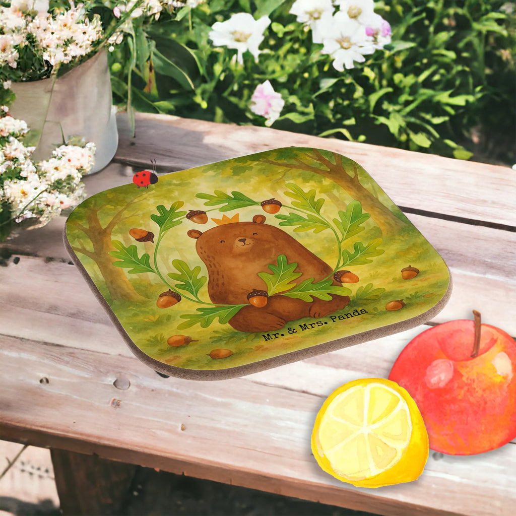 Square coaster bear king Design party, Coasters, gifts, glass coasters, presents, gift, breakfast, bear, teddy, teddy bear, cuddly toy, Daddy, Dad, Daddy Bear, Father's Day, Bear, world best daddy, best daddy, Father