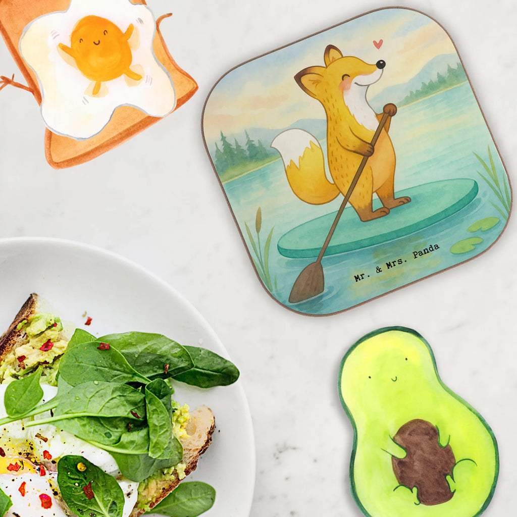 Square coaster Fox Stand up paddling Design party, presents, glass coasters, gifts, gift, breakfast, Coasters, Gift, sport, hobby, giving, thank you, award, profit, athlete, subben, stand up paddle, SUB, Paddle Boarding, Stand Up Paddling