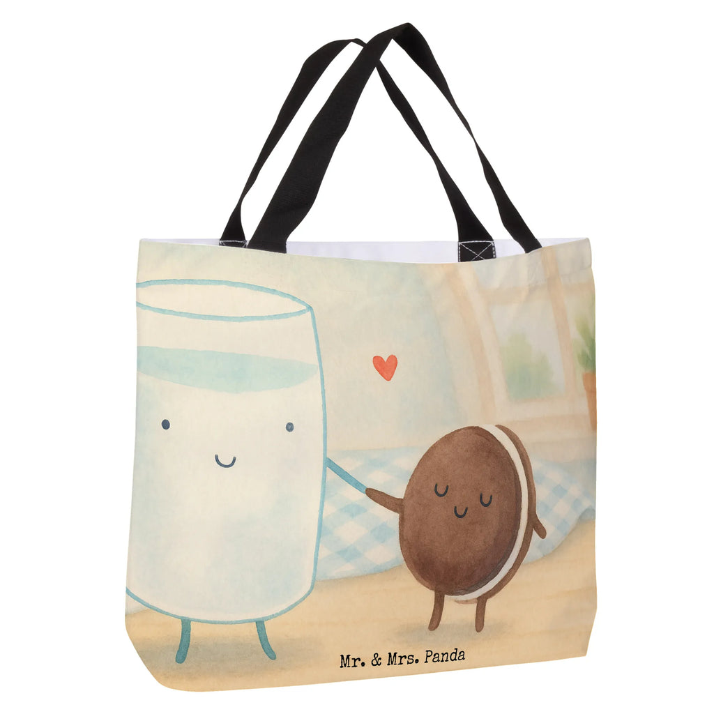 Shopper milk biscuit Design beach bag, bag, woman, shopper, shopping bag, carrier bag, handle bag, large, XXL, small animals, cute, funny, cute animal motives, hand drawn, small world, funny sayings, good mood, happy, gifts, gift ideas, special gifts, animal lover, card, invitation breakfast, motif sweet, Milk, coffee, cookies, romantic, perfect couple, cookie, biscuit, milk