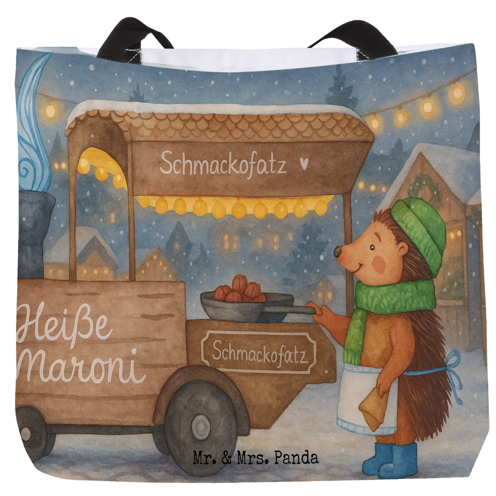 Shopper Igel Maronen Design Shopper, Tragebeutel, Schulbeutel, Schultasche, Einkaufstasche, Freizeittasche, Beutel, Einkaufsbeutel, Tasche, Strandtasche, Alltagstasche, Winter, Weihnachten, Weihnachtsdeko, Nikolaus, Advent, Heiligabend, Wintermotiv, Kastanien, Maronen, Weihnachtsmarkt, Duft