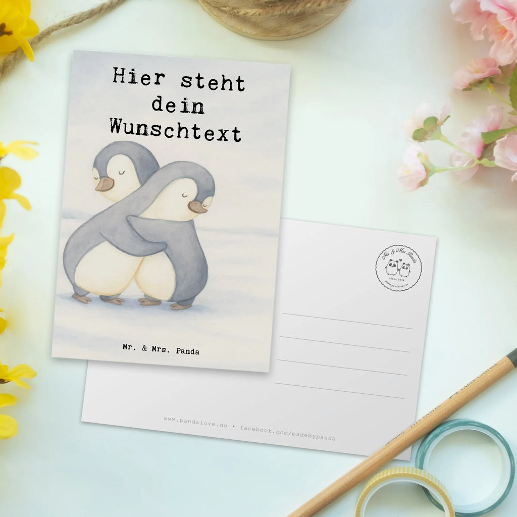 Personalised postcard penguin Best girlfriend in the world Design for, thank you, gift, giving, birthday, birthday present, gift idea, souvenir, make you happy, gift tip, girlfriends, bff, anniversary, Girlfriend, wife, friendship. Dearest, best friend, best, saying, bae