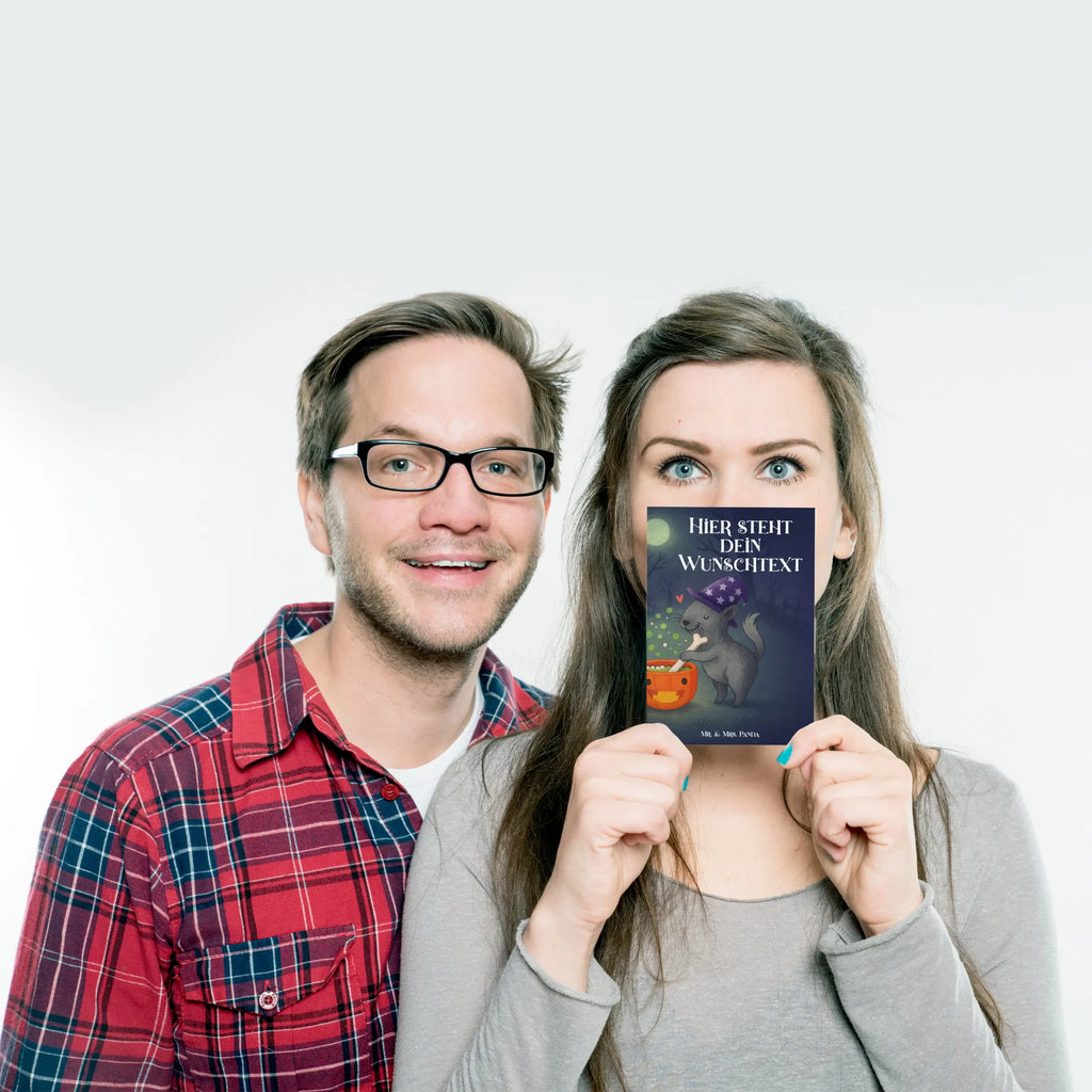 Personalizowana kartka pocztowa kocur kocioł czarownic Design Halloween, dekoracje, Martinssingen, dekoracja, prezenty, dawanie