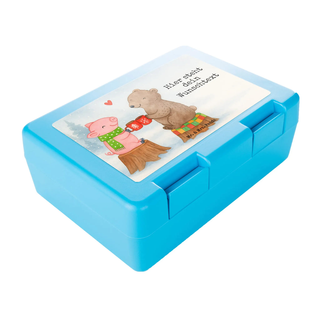Personalised lunch box Glowing Pig Bash Design Winter, Christmas, Christmas time, snow