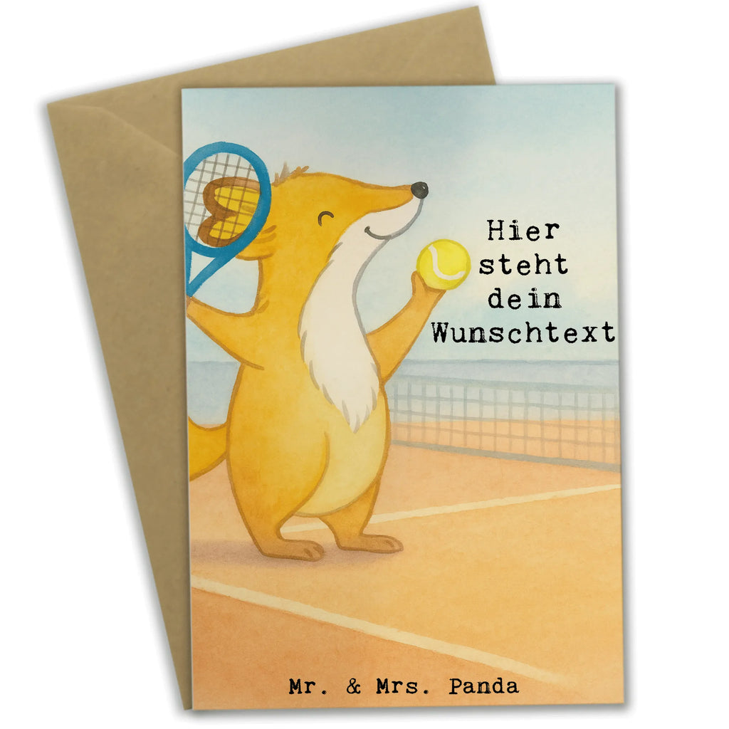 Personalised greetings card Fox play tennis Design Gift, sport, hobby, giving, thank you, award, profit, athlete, tennis club, Playing tennis, ball sport, tennis tournament