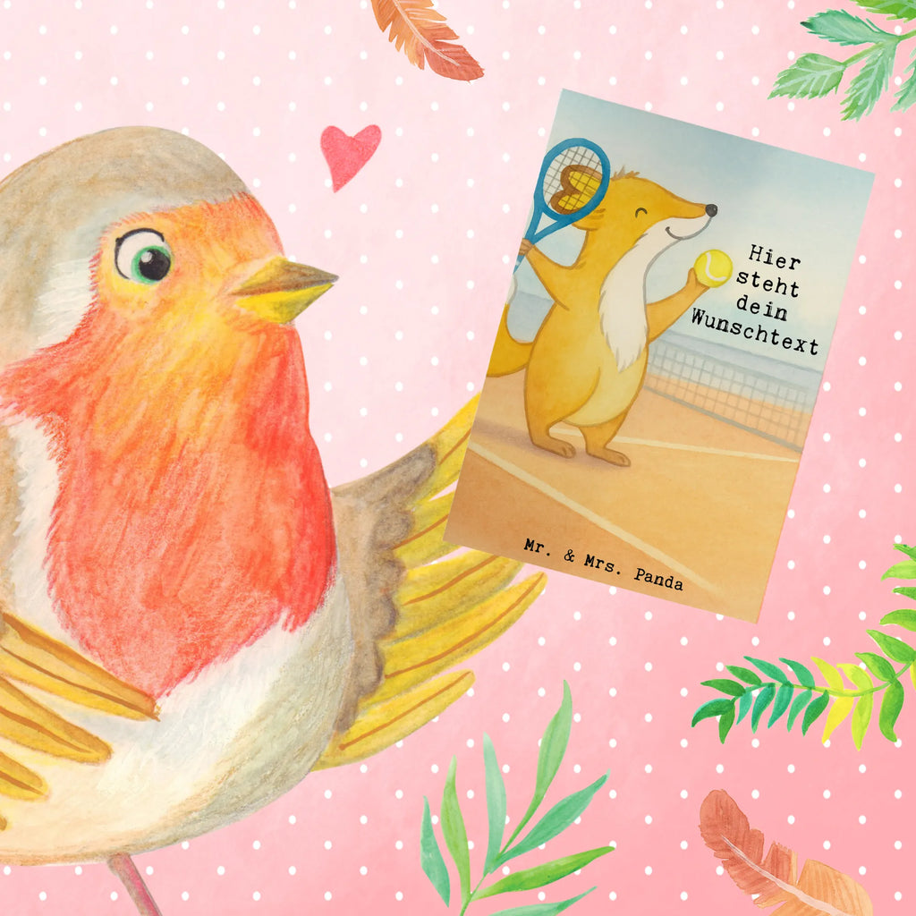 Personalised greetings card Fox play tennis Design Gift, sport, hobby, giving, thank you, award, profit, athlete, tennis club, Playing tennis, ball sport, tennis tournament