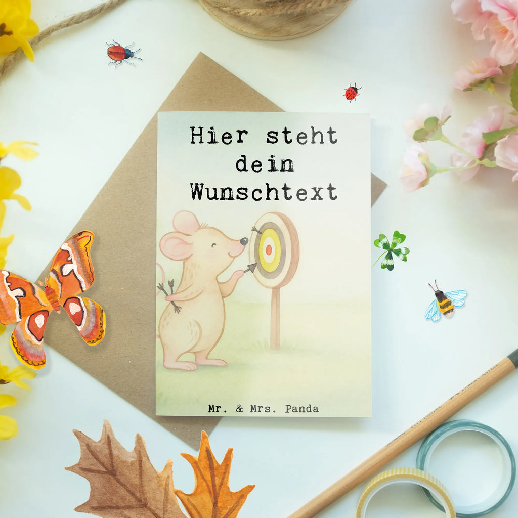 Personalised greetings card Mouse play darts Design Gift, sport, hobby, giving, thank you, award, profit, athlete, Play darts, darts, darts tournament