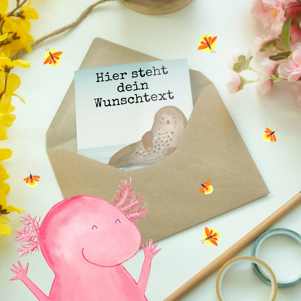 Personalised greetings card seal Laugh Design small animals, cute, funny, cute animal motives, hand drawn, small world, funny sayings, good mood, happy, gifts, gift ideas, special gifts, animal lover, card, Beach, Sea animal, Seals, Seal, North Sea, Baltic Sea