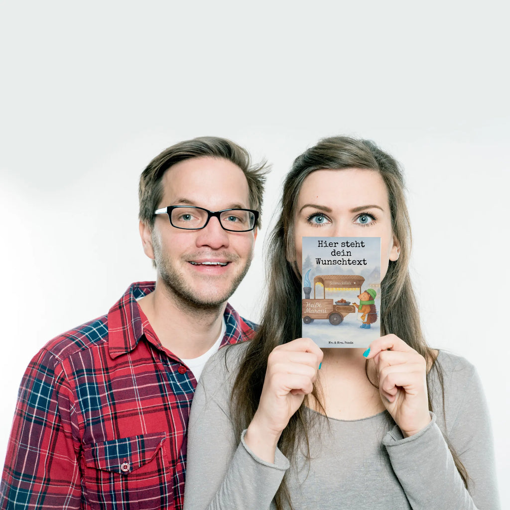 Personalised postcard hedgehog Chestnuts Design Winter, Christmas, Christmas time, snow